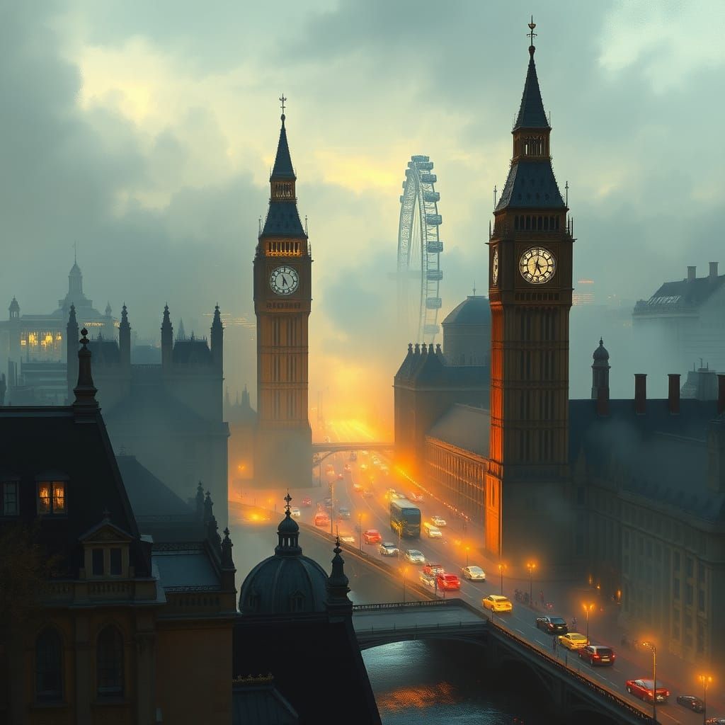 Dreamy London Cityscape at Twilight