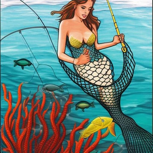 Mermaid Entangled in Fishing Net