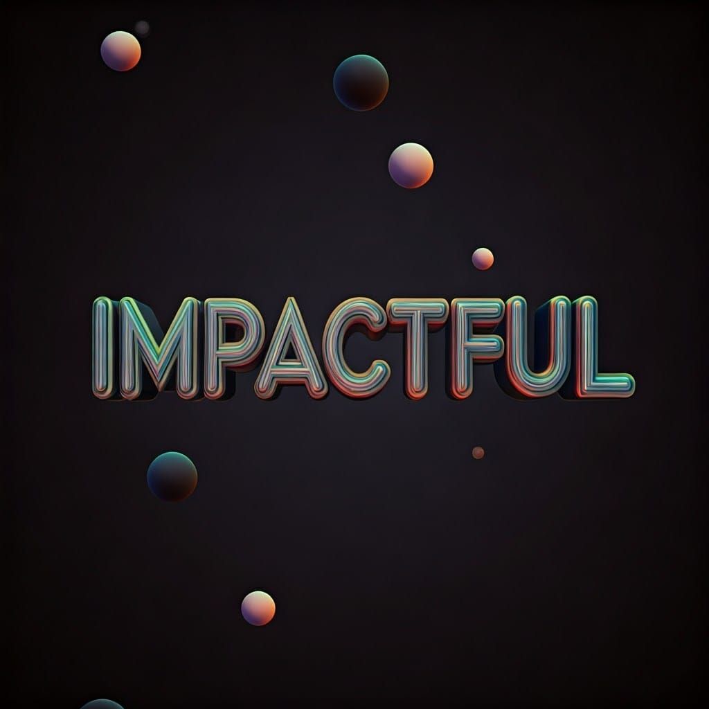 Bold 3D Typography of IMPACTFUL in Futuristic Style