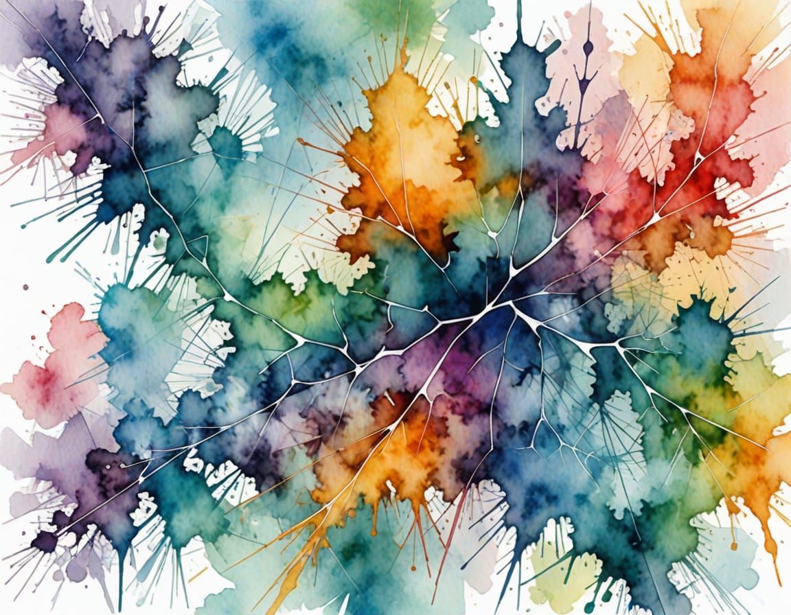 Vibrant Geometrical Art in Pastel Watercolour Style