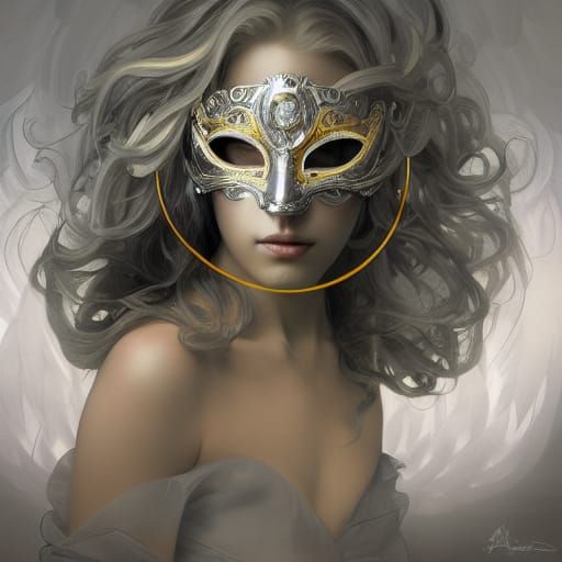 Silver Haired Girl in Angelic Masquerade Mask