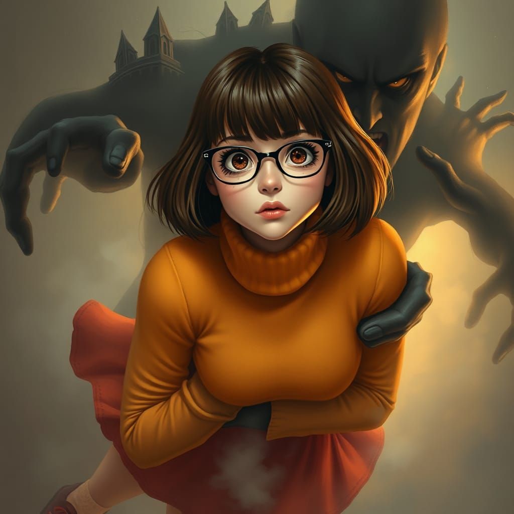 Velma's Ominous Rescue: A Digital Thomas Kinkade Style Paint...
