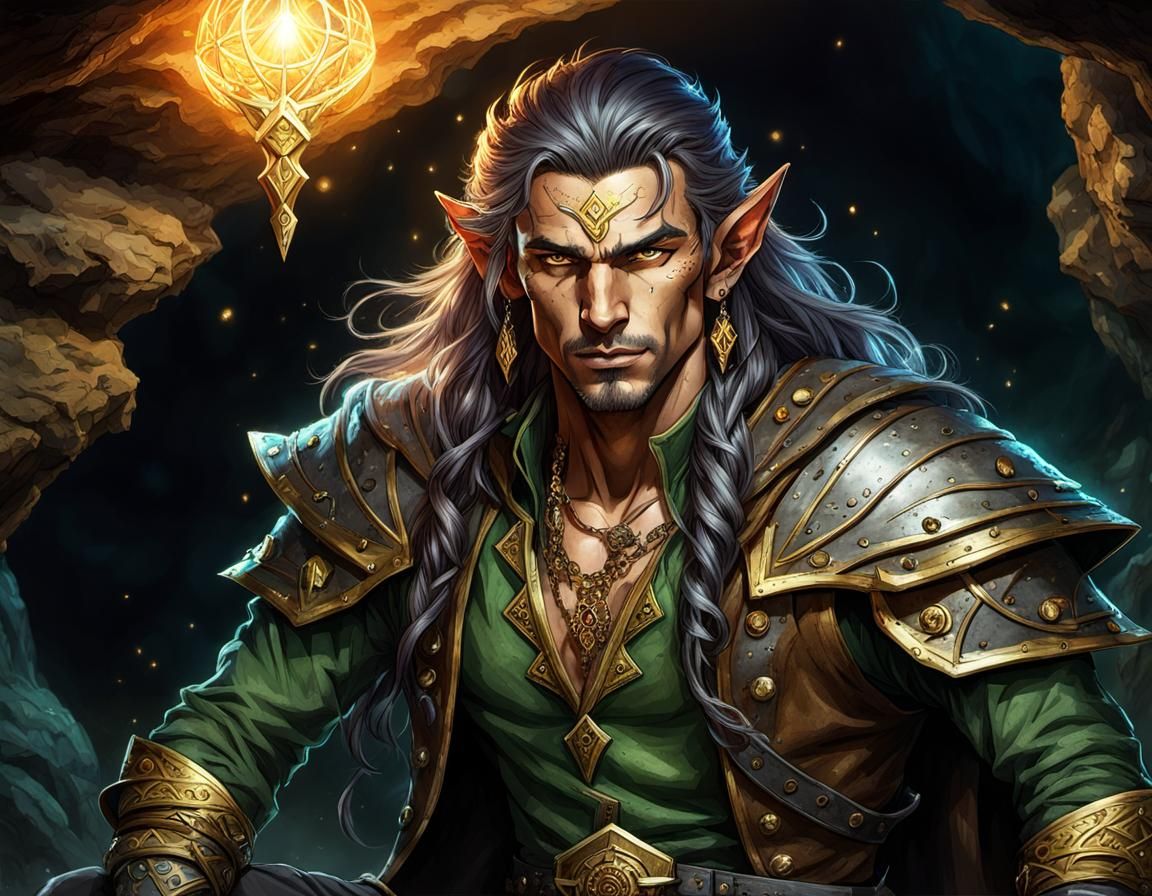 Fantasy Elf Bandit in Crystal Cavern Sketch