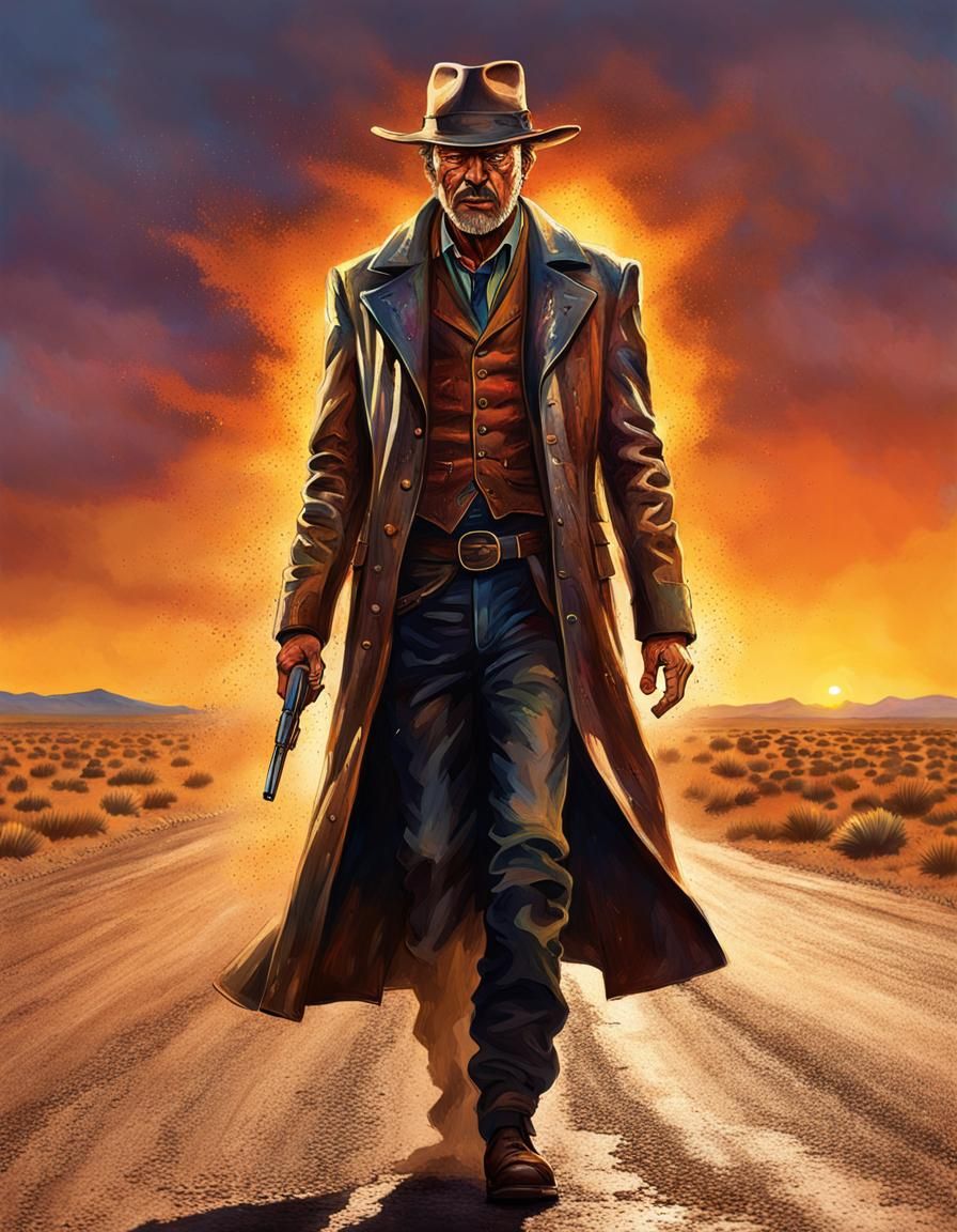 Crazed Wild West Preacher on Dusty Road