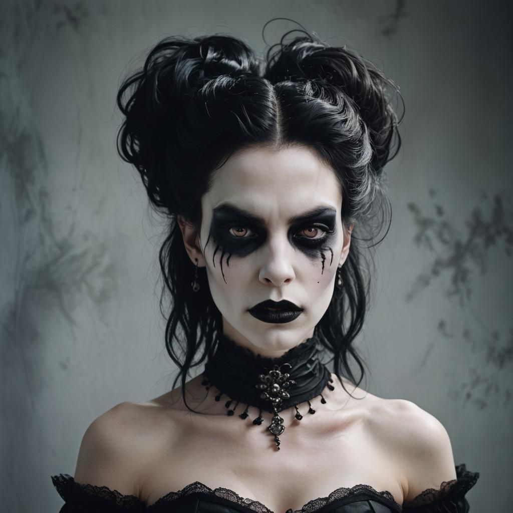 Eerie Goth Vampire Portrait in Studio Lighting