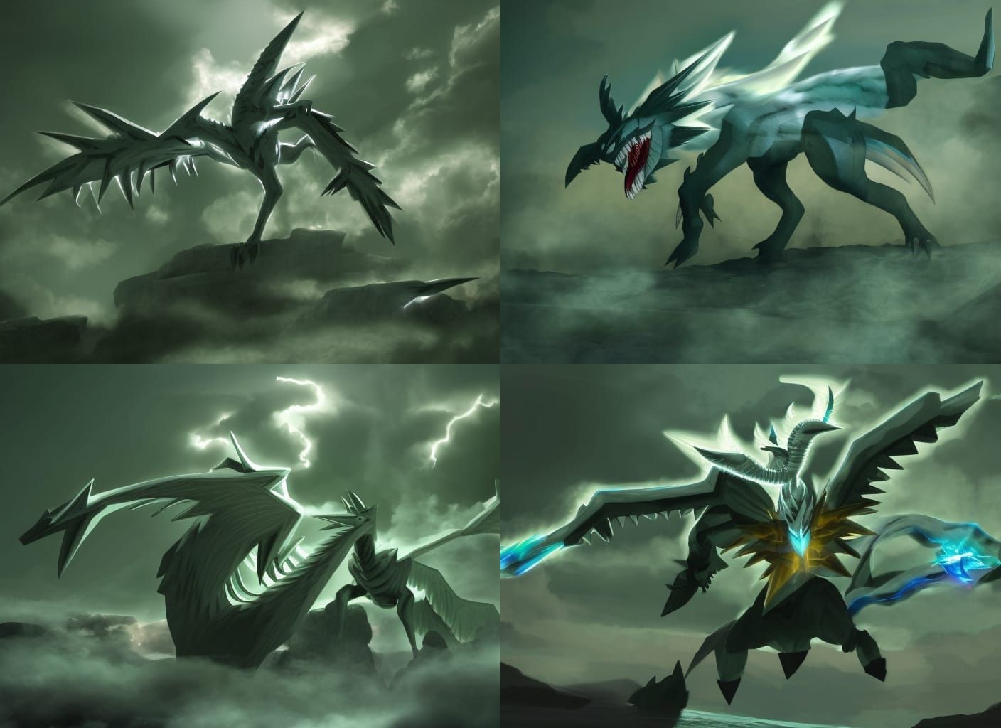 Reshiram and Zekrom Epic Battle Concept Art
