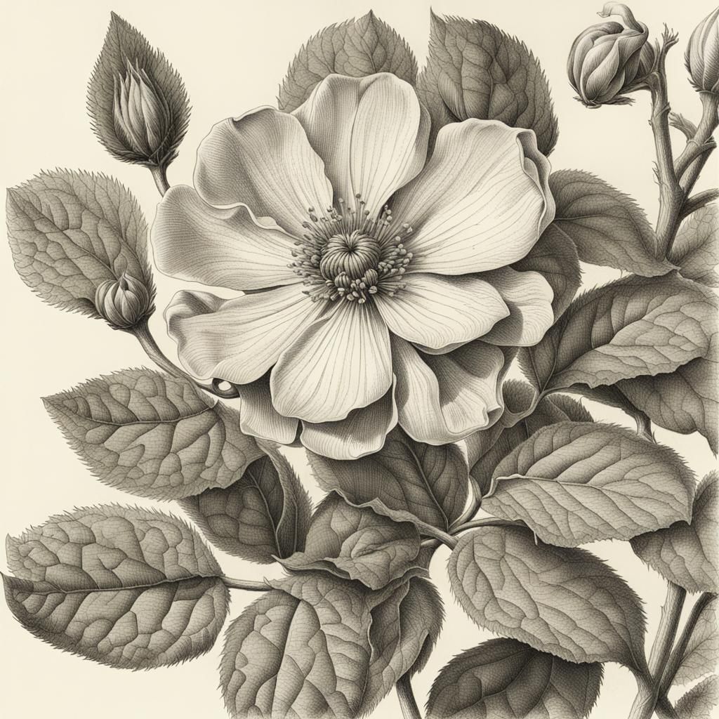 Botanical Illustration with Cross-Hatching
