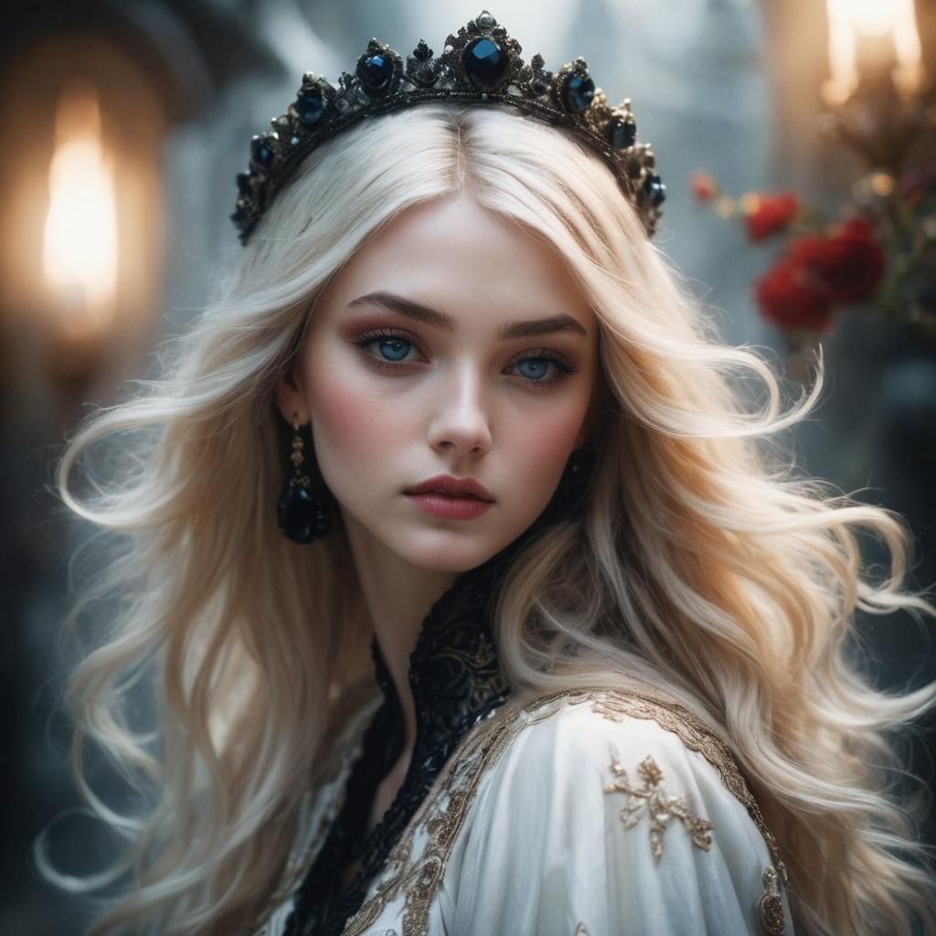 Blonde Woman with Crown Portrait