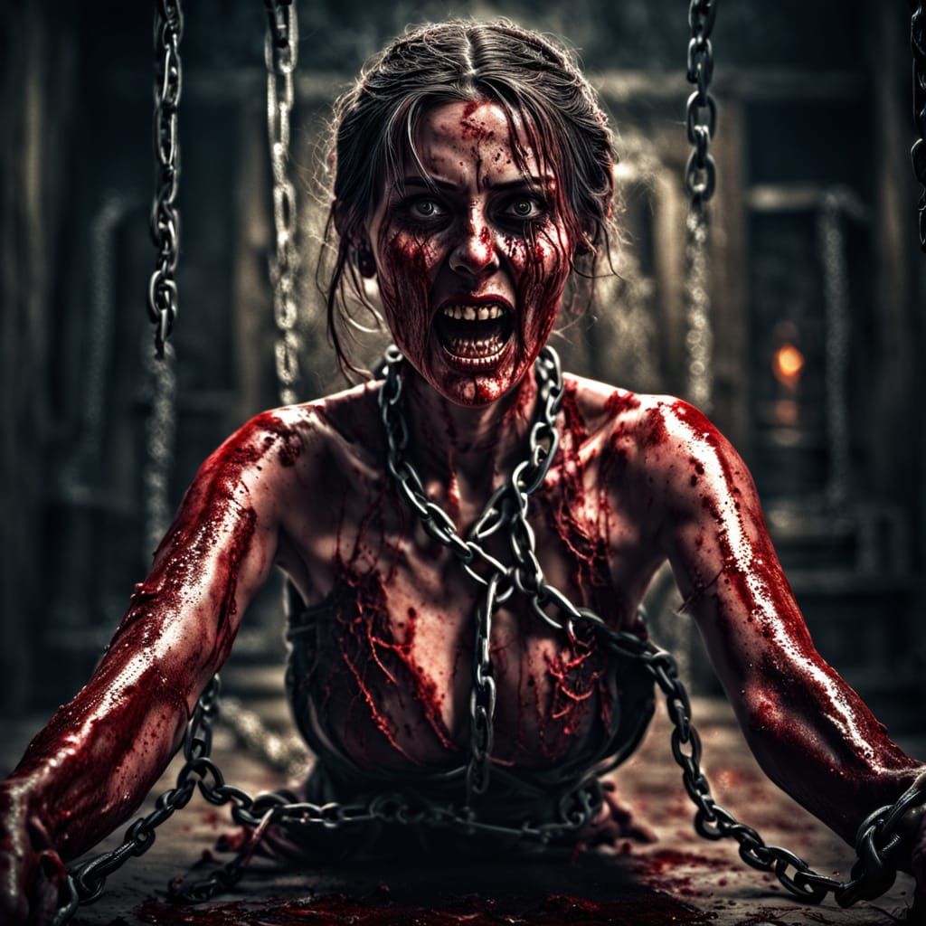 Ethereal Vixen in Chains: A Hauntingly Beautiful Portrait