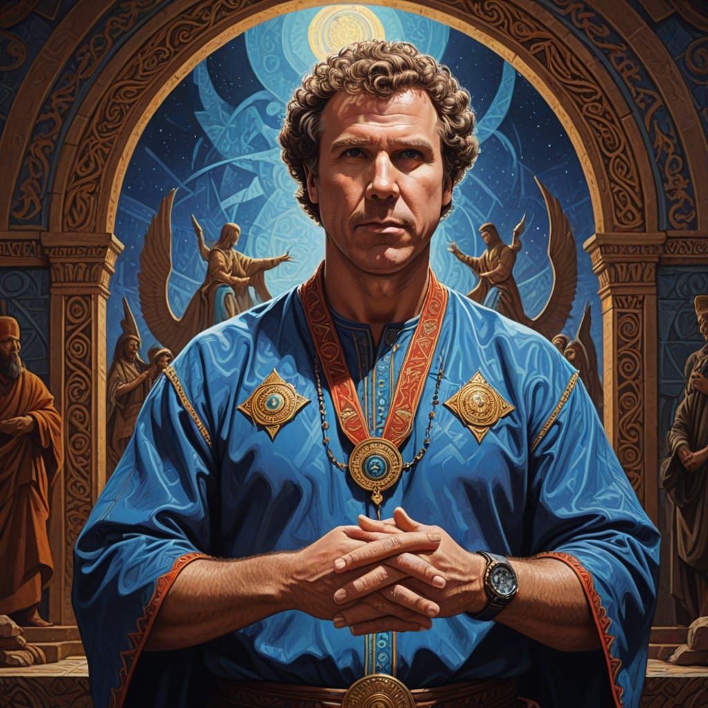 Will Ferrell as Spiritual Leader in Cubist Style