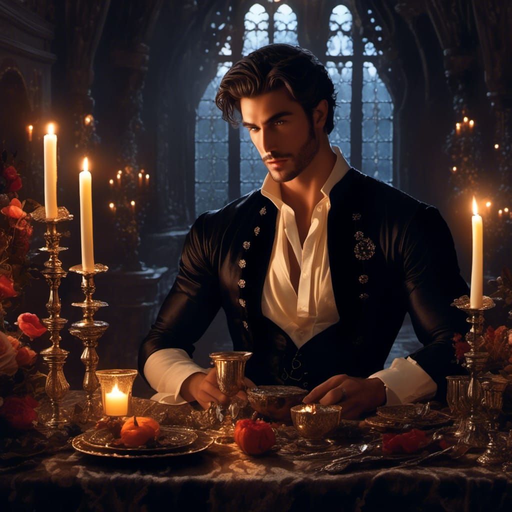 Romantic Candlelit Dinner with Handsome Man