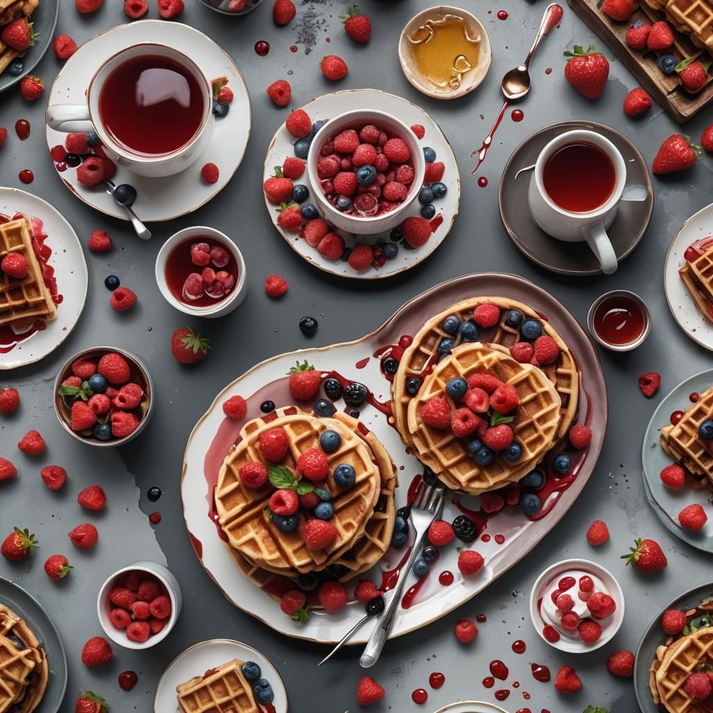 Keto Dessert: Waffles with Berries and Tea