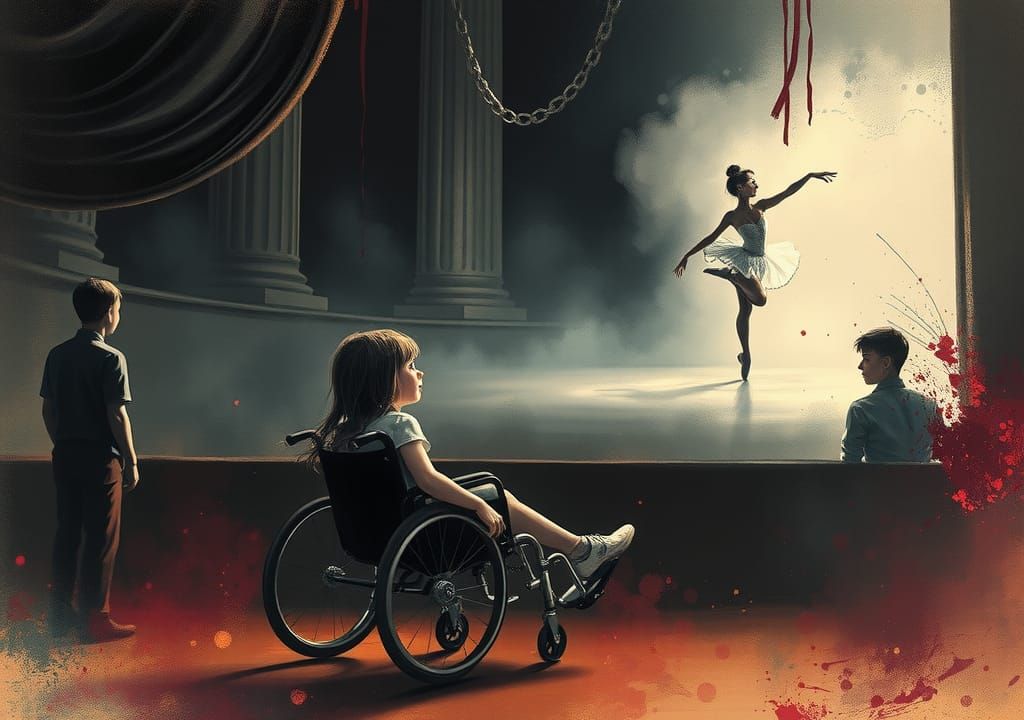 Ink Splatter Art: Ballerina and Girl in Wheelchair
