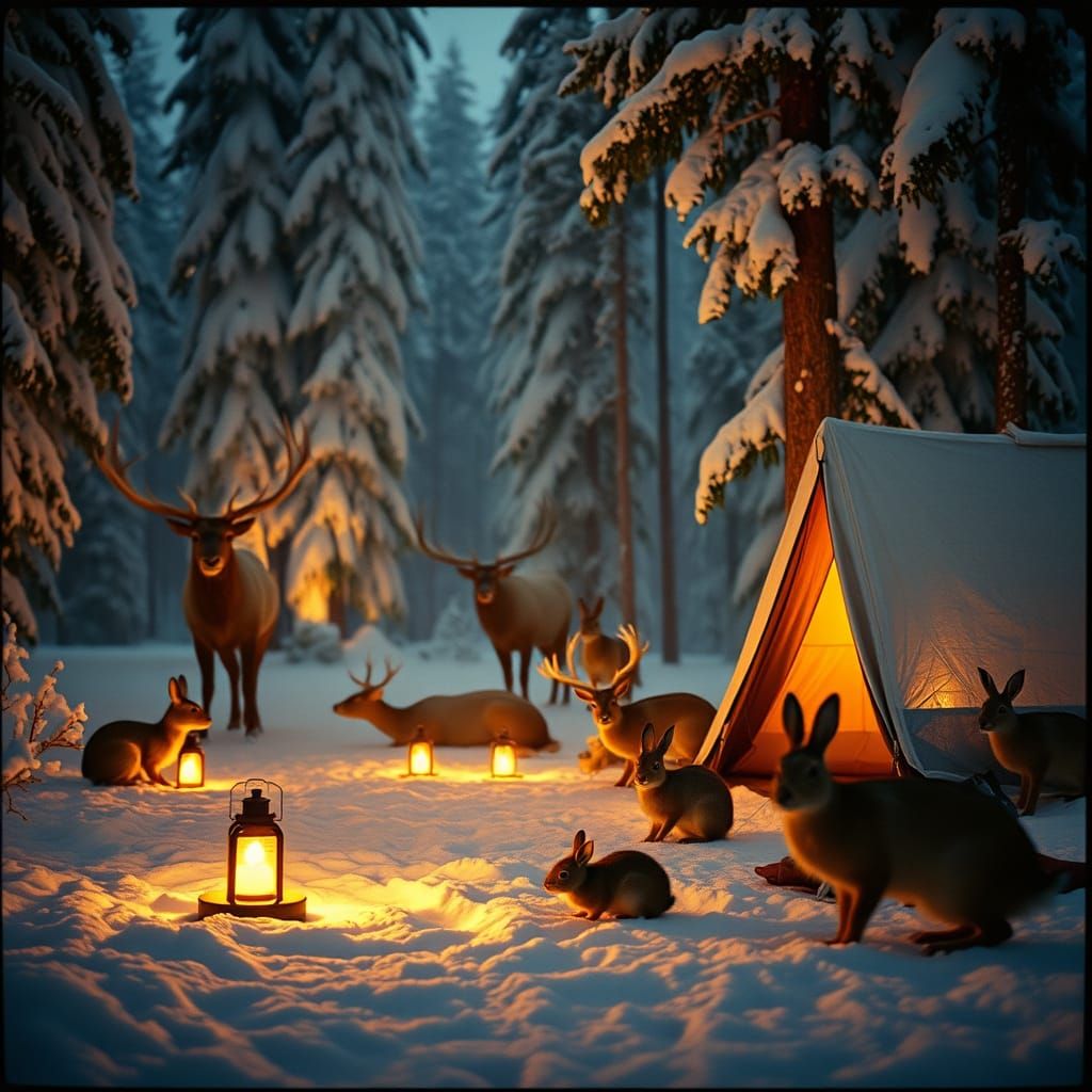 Snowy Winter Wonderland Scene in Cinematic Style