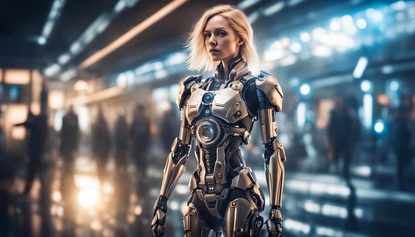 Sensual Female Cyborg Portrait with Bokeh