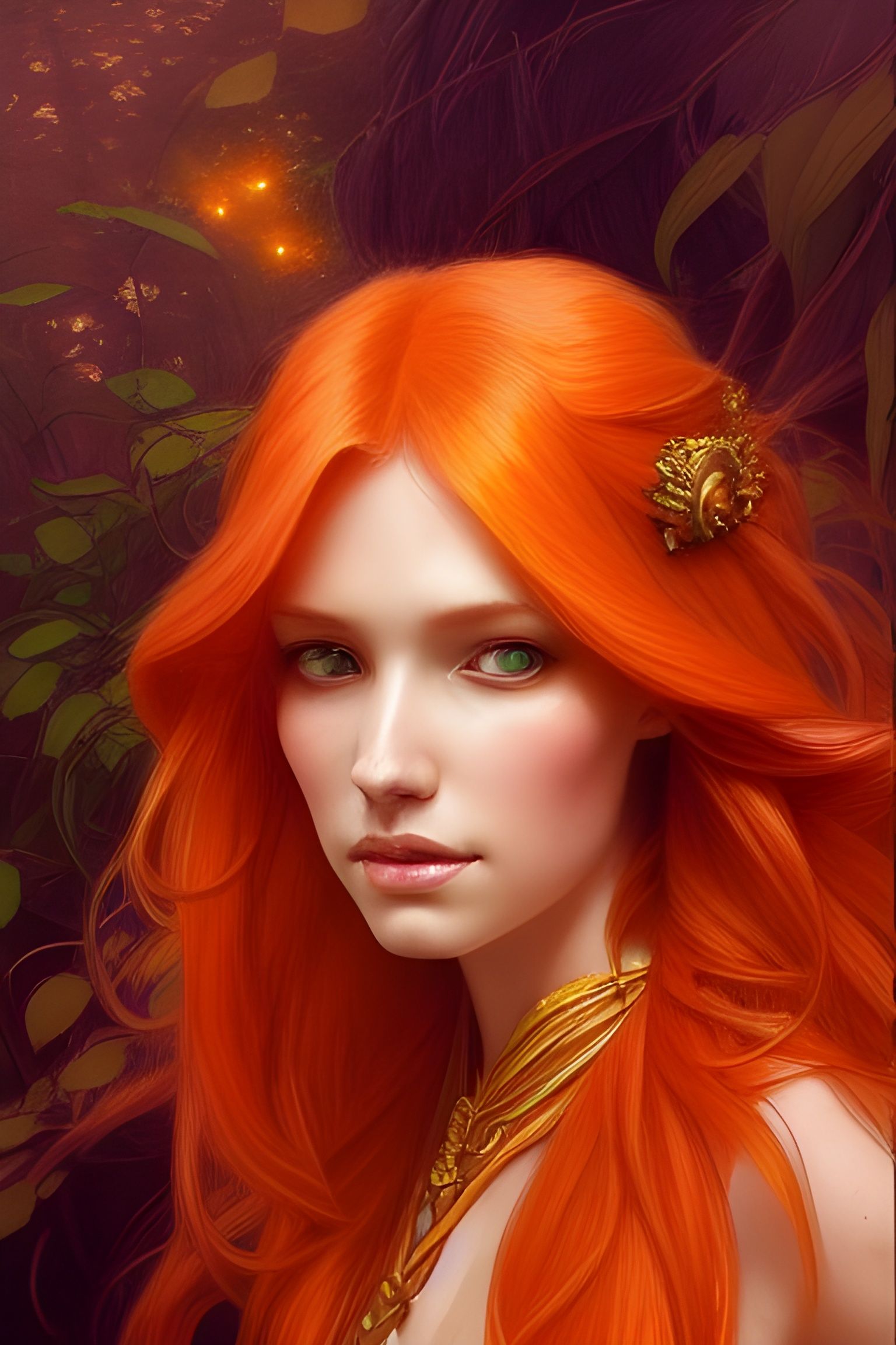 Amazon Queen with Orange Hair: Fantasy Art