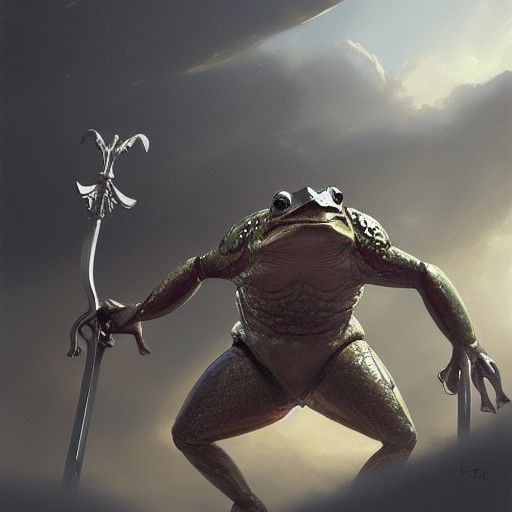 Frog Knight in Steel Armor, Hyperrealistic