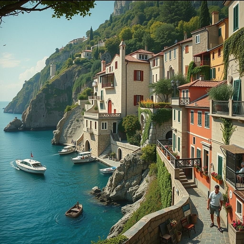 Quaint Italian Town with Vibrant Colors