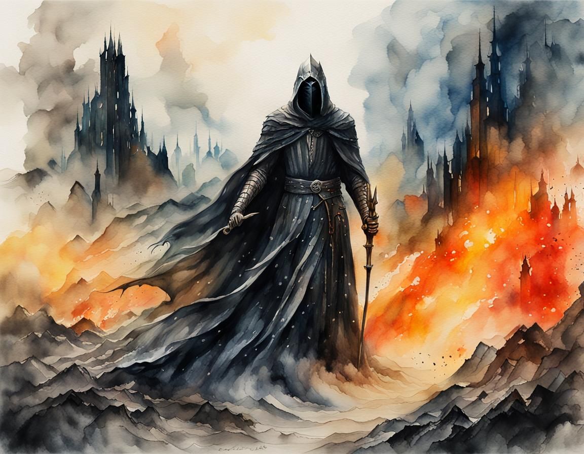 Nazgul of Mordor in Watercolor Masterpiece