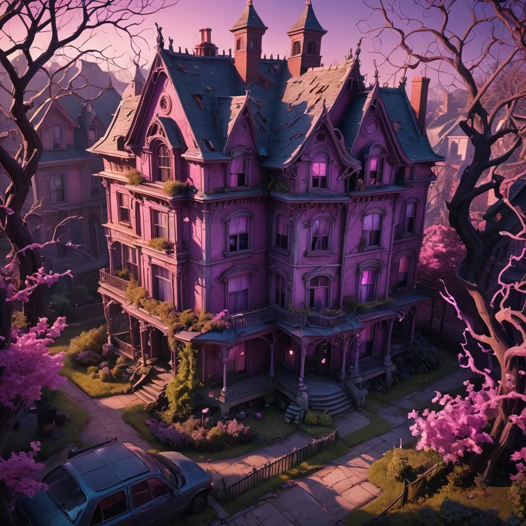 Eerie Victorian Mansion in Pixar-Inspired 3D Art