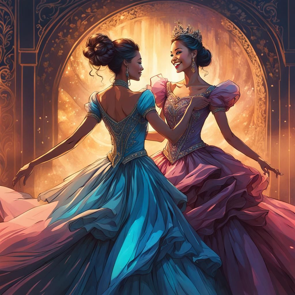 Dancing Women in Ball Gowns: Fantasy Anime Style
