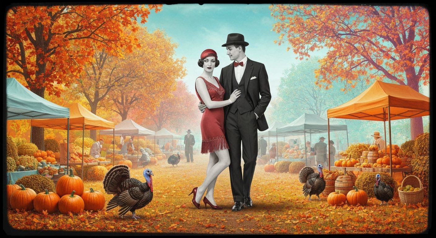 1920s Couple at Harvest Festival in Fluorescent Style