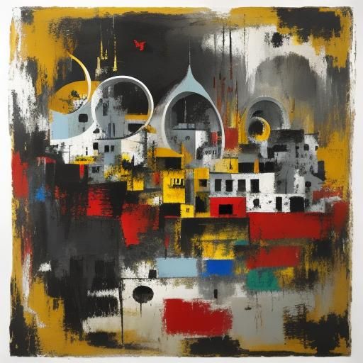 Abstract Expressionist Composition in Vivid Colors