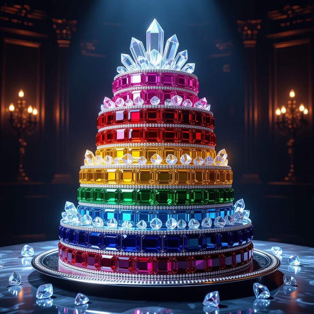 Gemstone Layer Cake: A Luxurious Digital Painting