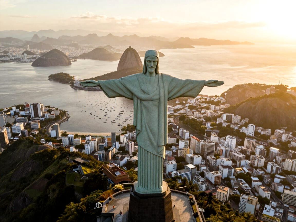 Christ the Redeemer Overlooking Rio De Janeiro