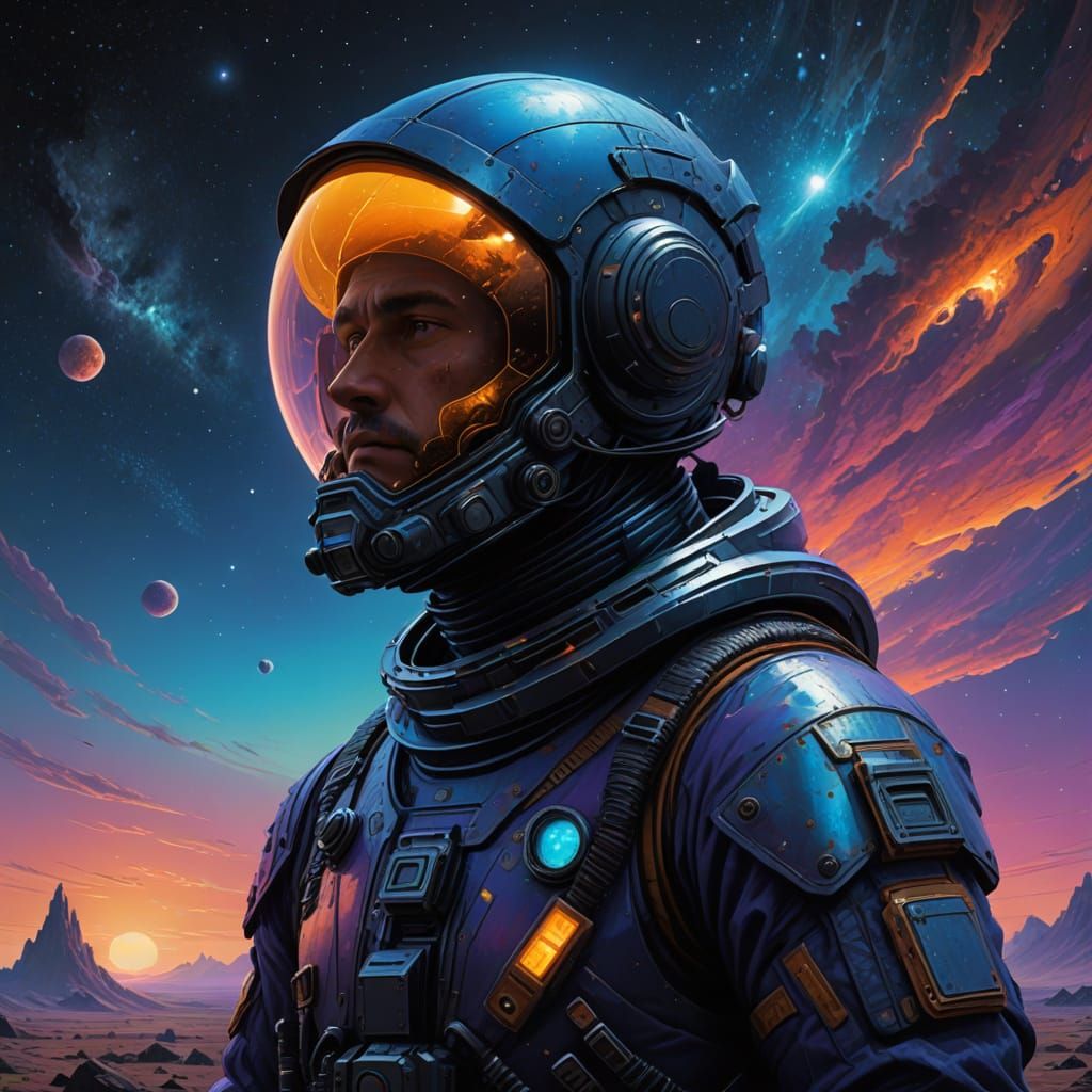 Astronaut Lost in Starry Expanse of Space