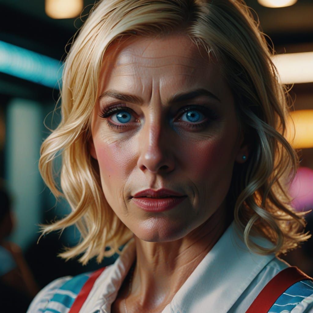 Hyperrealistic Portrait of a Blonde Candy Striper