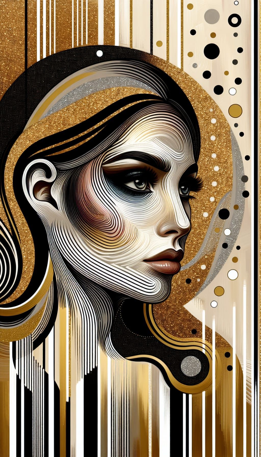 Abstract Gold Portrait of a Young Woman