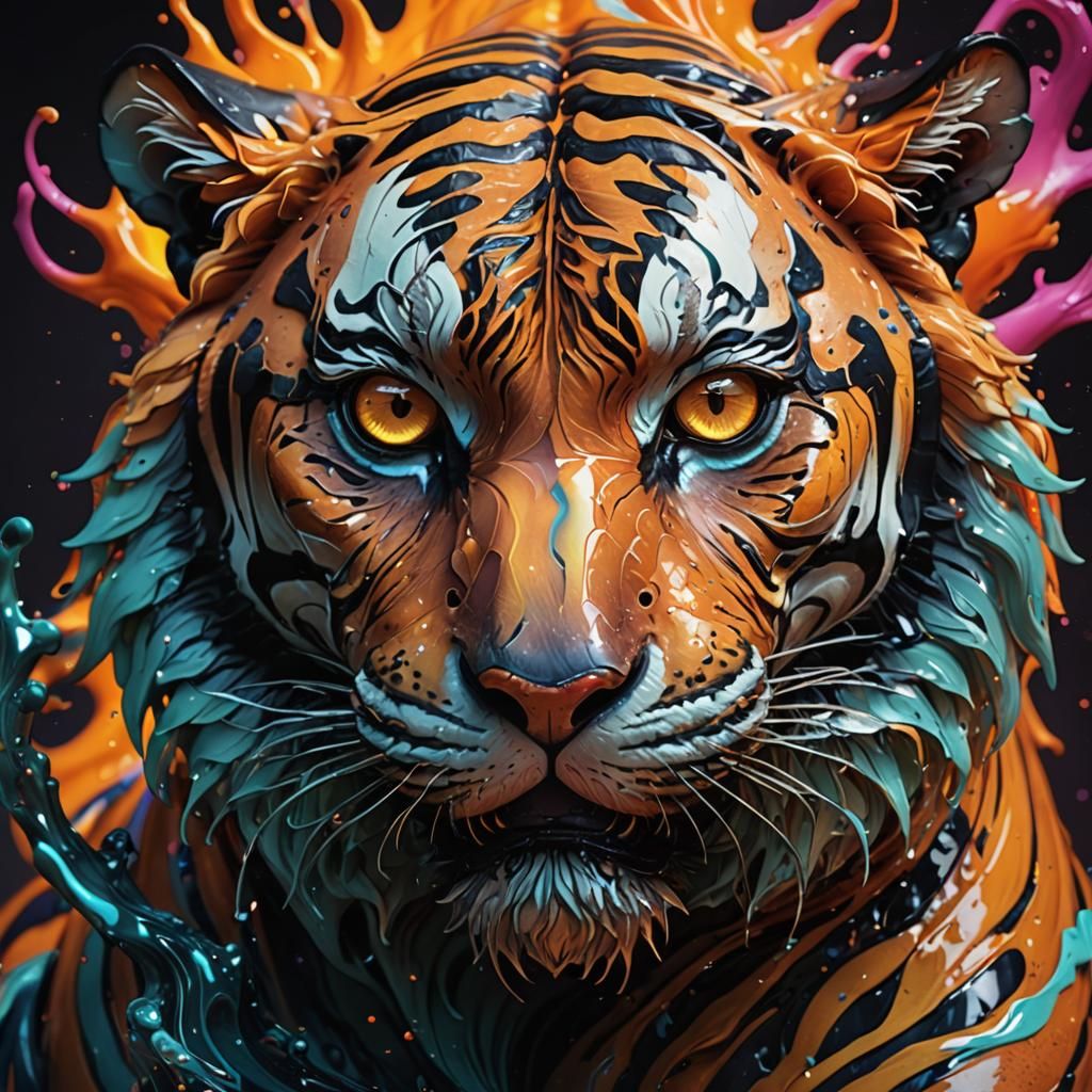 Tiger's Molten Transformation: A Digital Art Contest Winner
