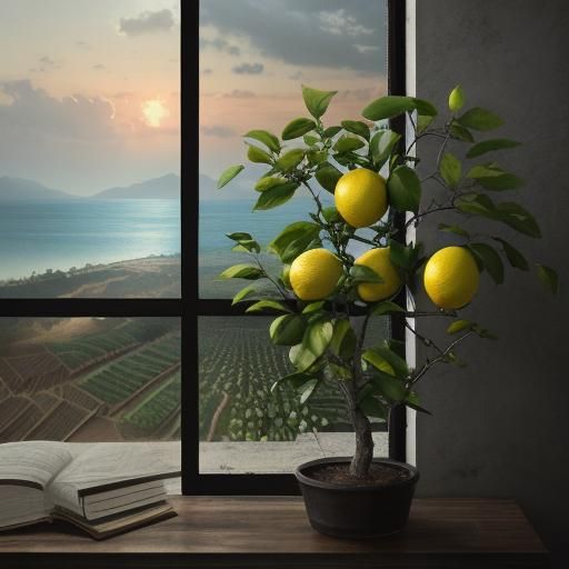 Hyperrealistic Lemon Tree on the Horizon