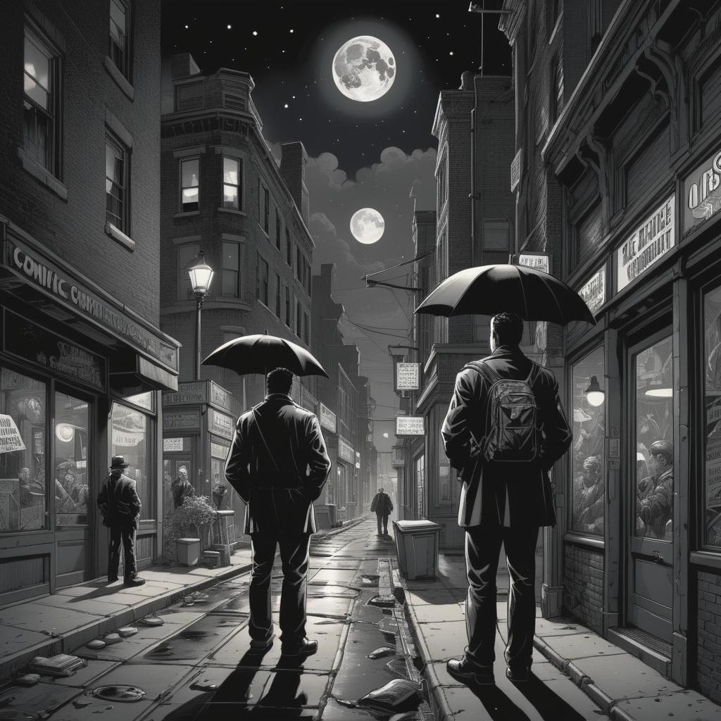 Ominous Figure in Shadows: Comic Book Art