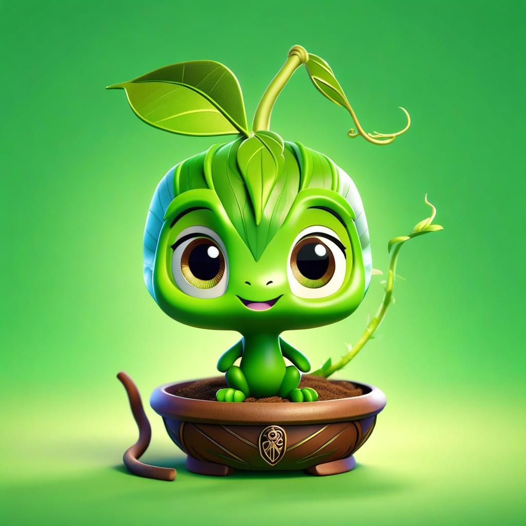 Chibi Bowtruckle from Fantastic Beasts: Pixar-style 3D Art