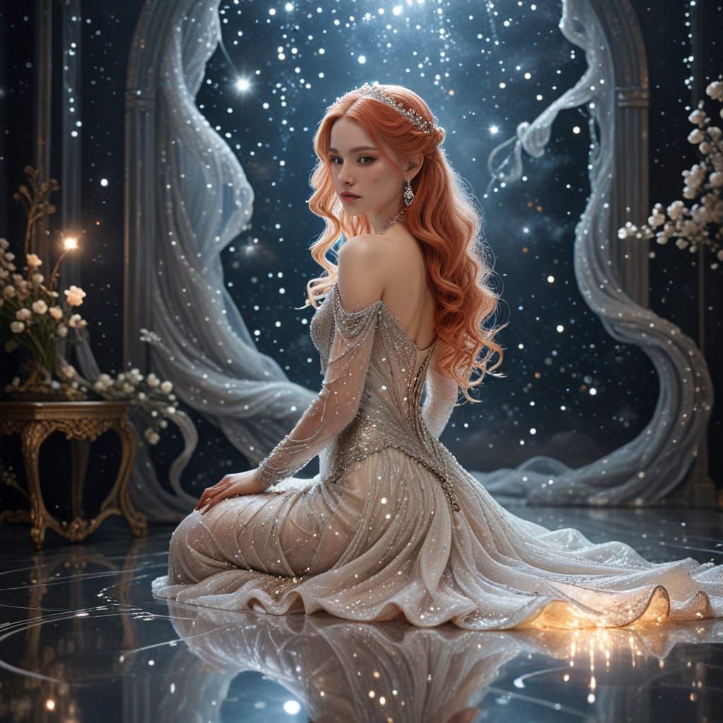 Pearl Princess in Shimmering Silver Gown