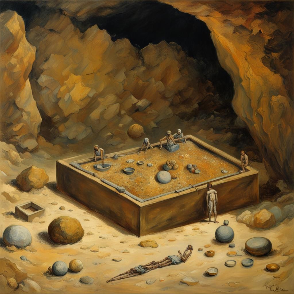 Treasure Chest in Cave: Steampunk Watercolor Painting