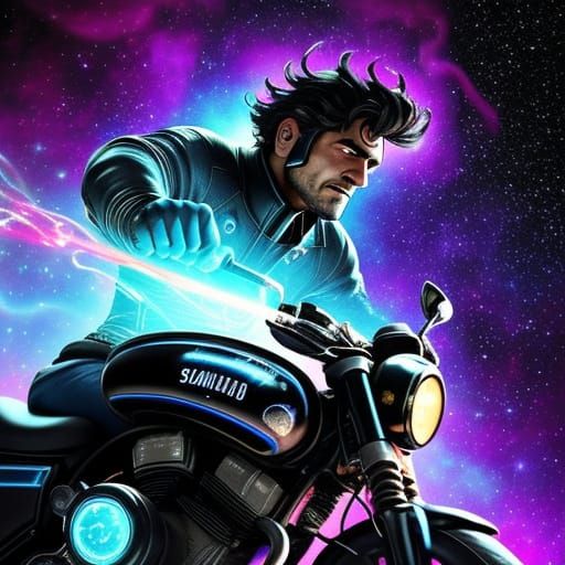 Ethereal Cosmic Rider on a Celestial Highway