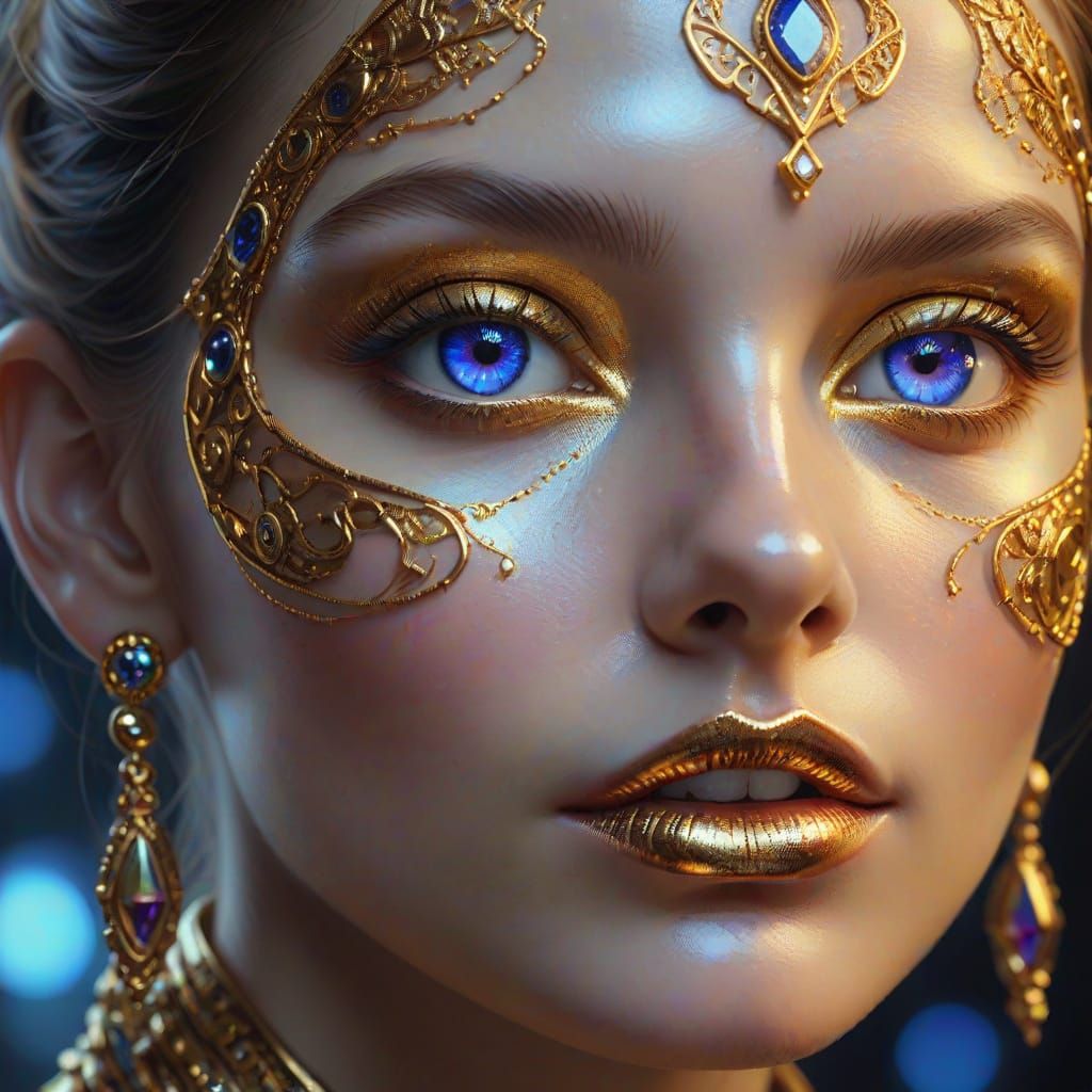 Divided Face Portrait in Oil Painting Style