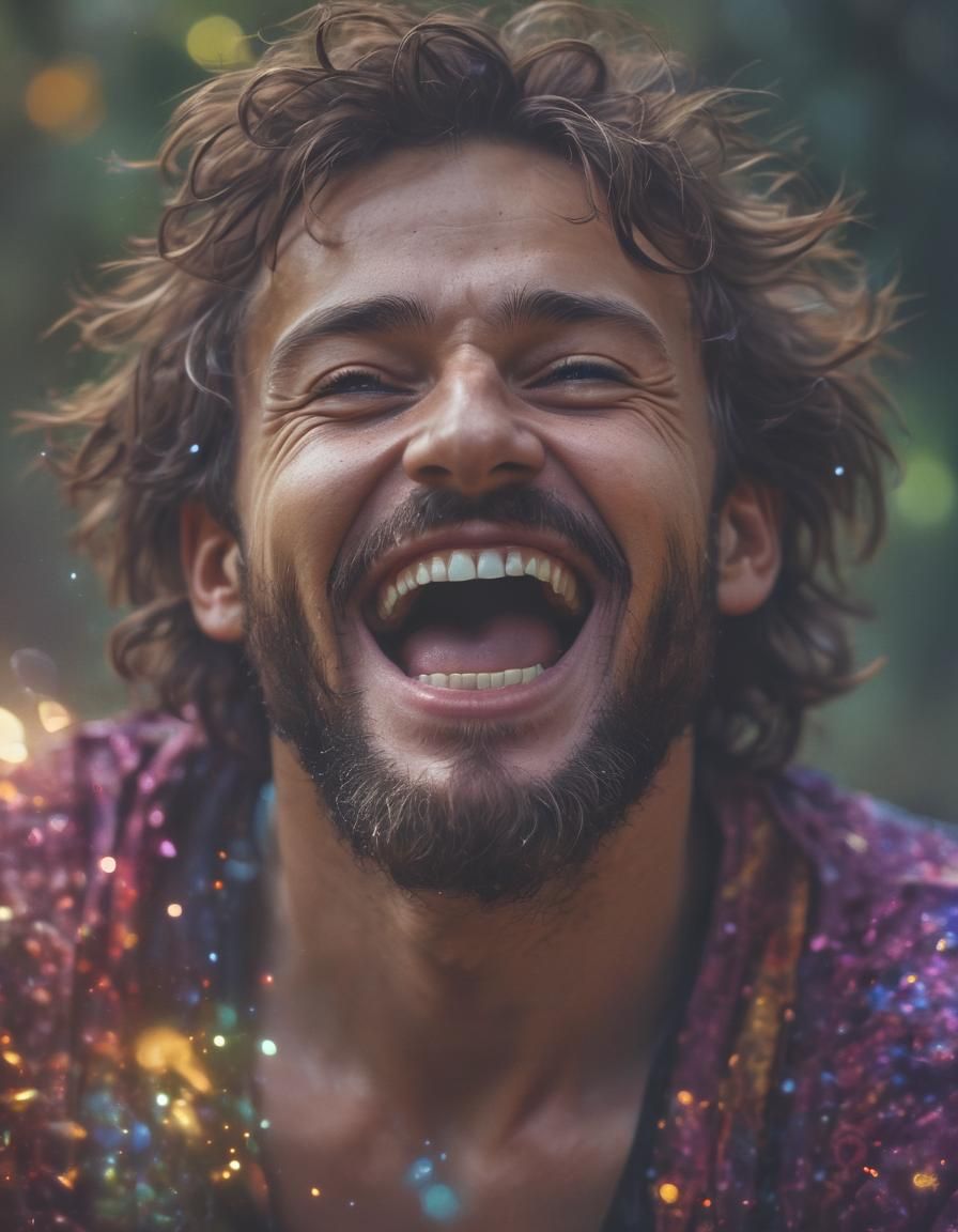 Ecstatic Man: Joyful Happiness in Summery Colors