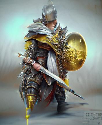 Medieval Warrior with Sword and Shield Concept Art