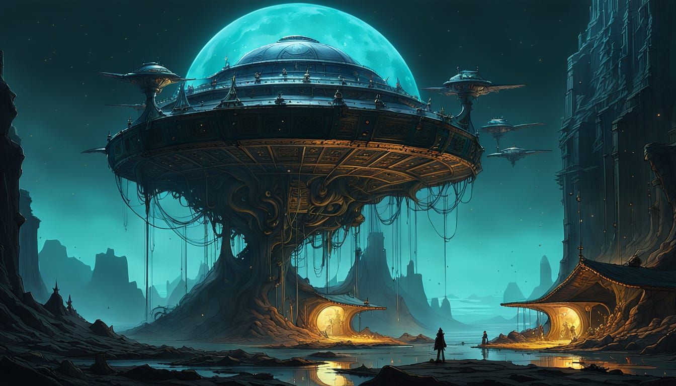 Mystical Baroque Cavern with Alien Sprites