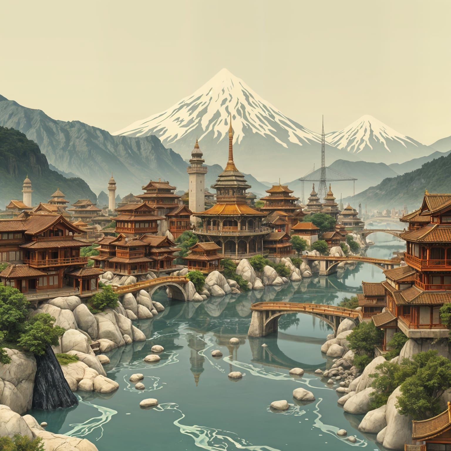 Ethereal Solarpunk Cityscape