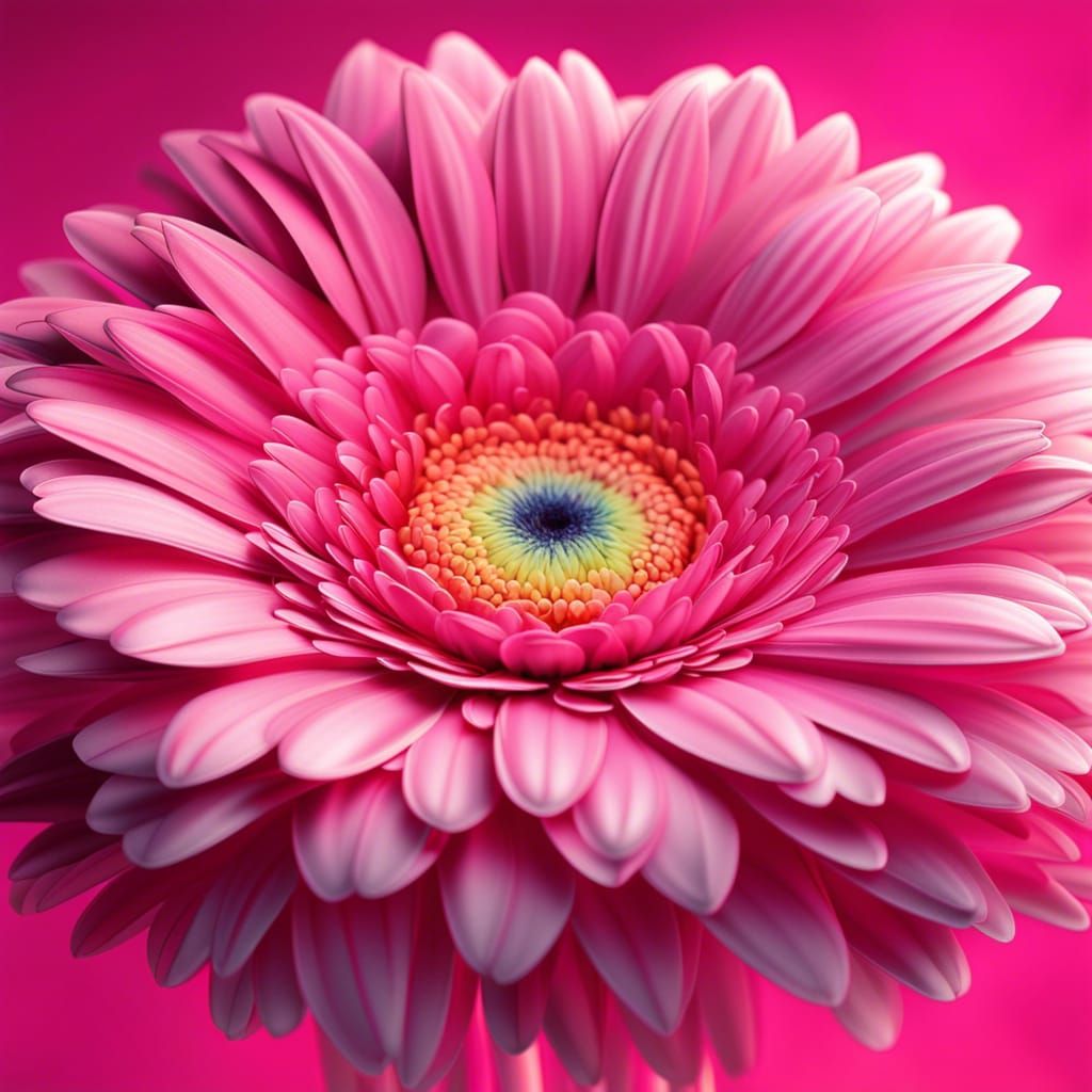 Bright Pink Gerbera in Detailed Digital Matte Painting