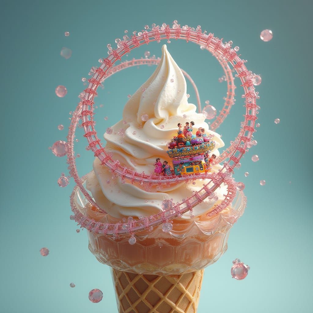 Whimsical Rollercoaster in Delicate Crystal Cone