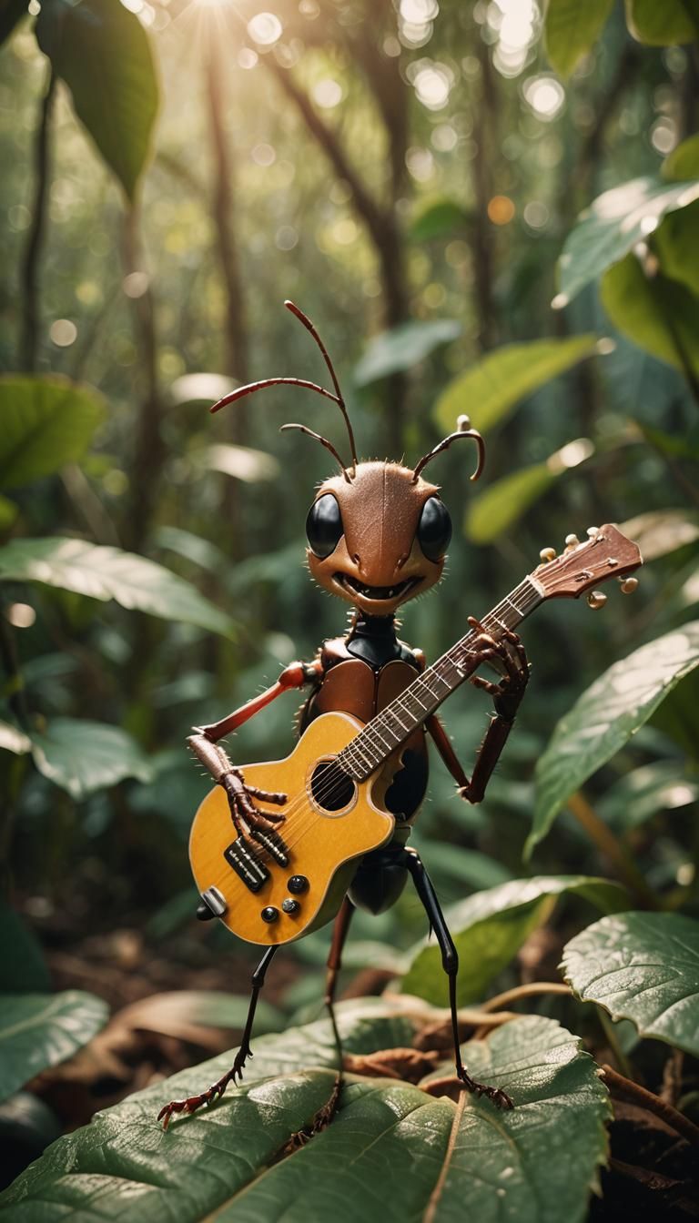 Ant Guitarist in Jungle: Cinematic Film Still