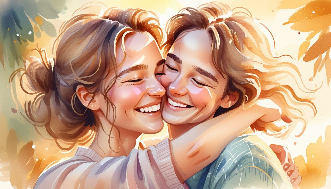 Person Hugging Themselves in Watercolor Style