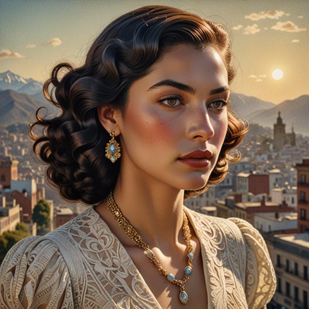 Spanish-Chilean Beauty Radiates American Glamour in 1930s Sa...