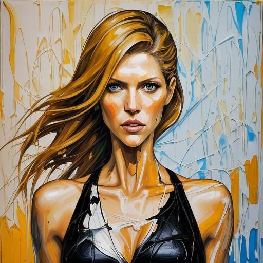 Tricia Helfer Portrait in Expressive Impasto Style